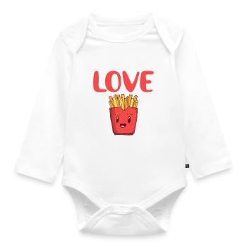 French Fries Lover Fast Food Gifts - Organic Longsleeve Baby Bodysuit - white - Front