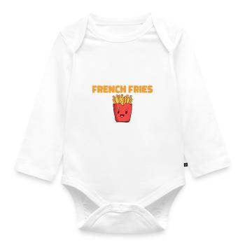 French Fries Lover Fast Food Gifts - Organic Longsleeve Baby Bodysuit - white - Front