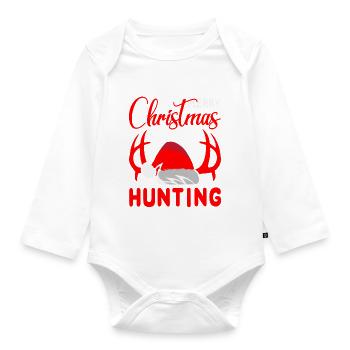 Merry Christmas Hunting Outfit - Baby Bio-Langarm-Body - Weiß - Vorne