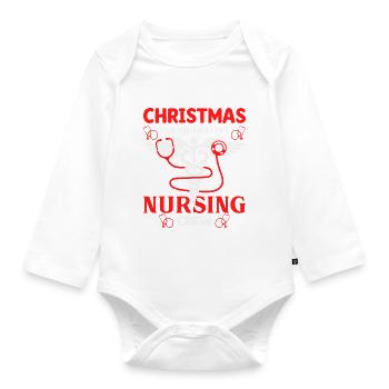 Christmas Nursing Crew Outfit - Organic Longsleeve Baby Bodysuit - white - Front