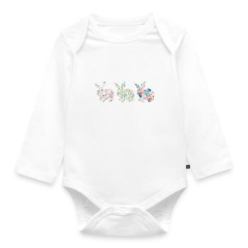 Easter Three Bunnies Rabbit Flower - Baby Bio-Langarm-Body - Weiß - Vorne