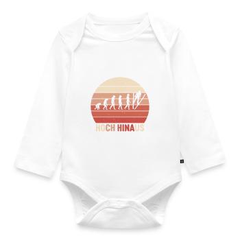 Hoch Hinaus Sonnenhintergrund Skispringen - Baby Bio-Langarm-Body - Weiß - Vorne