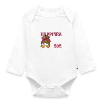 Happiness is being a Mom Mother Sunglasses - Organic Longsleeve Baby Bodysuit - white - Front