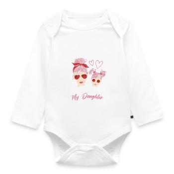 Proud Mom Love Daughter Sunglasses Headband - Organic Longsleeve Baby Bodysuit - white - Front
