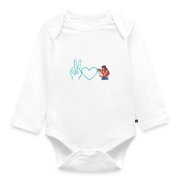 Peace Love Mom Son Boy - Baby Bio-Langarm-Body - Weiß - Vorne