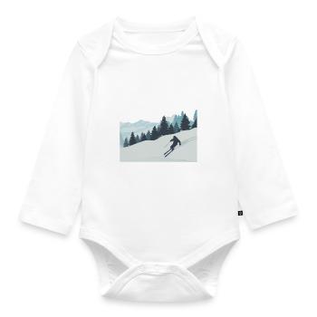 Hope for snow Skiing Fun Winter sports - Organic Longsleeve Baby Bodysuit - white - Front