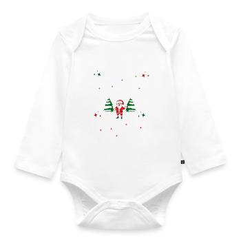 Howdy Santa Weihnachtsoutfit - Baby Bio-Langarm-Body - Weiß - Vorne