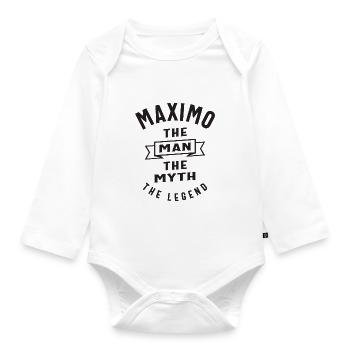 Nom personnalisé maximo - Body Bébé bio manches longues - blanc - Devant