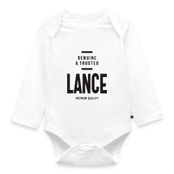 Benutzerdefinierter Name der Lanze - Baby Bio-Langarm-Body - Weiß - Vorne