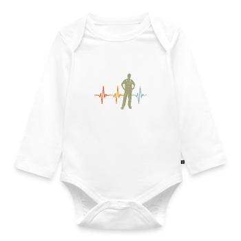 Doctor Heartbeat Medicine Anatomy Heart - Baby Bio-Langarm-Body - Weiß - Vorne