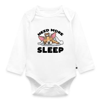 Chiweenie Hund Mit Kuscheltier Schlafen Schlummern - Baby Bio-Langarm-Body - Weiß - Vorne