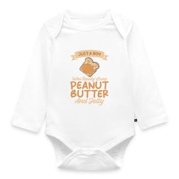 Cadeau amoureux du beurre de cacahuète - Body Bébé bio manches longues - blanc - Devant