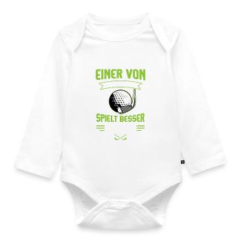 Golf Golfspieler Golfplatz Golf Sport Minigolf - Baby Bio-Langarm-Body - Weiß - Vorne