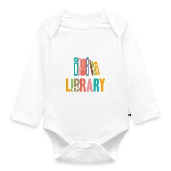 Library Squad - Organic Longsleeve Baby Bodysuit - white - Front