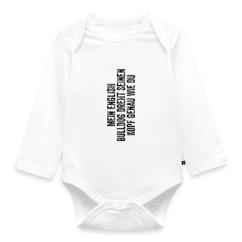 English Bulldog - Baby Bio-Langarm-Body - Weiß - Vorne