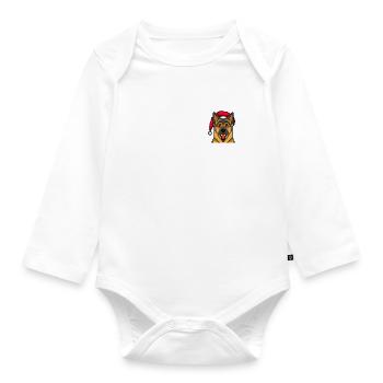 German Shepherd pixelated Christmas - Organic Longsleeve Baby Bodysuit - white - Front