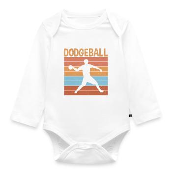 Retro Dodgeball Player Duck, Dip, Dive - Organic Longsleeve Baby Bodysuit - white - Front
