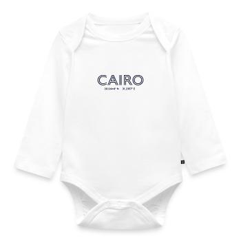 Egypt City Coordinates - Cairo - Organic Longsleeve Baby Bodysuit - white - Front