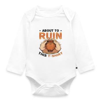 Pottery clay on ruining - Organic Longsleeve Baby Bodysuit - white - Front