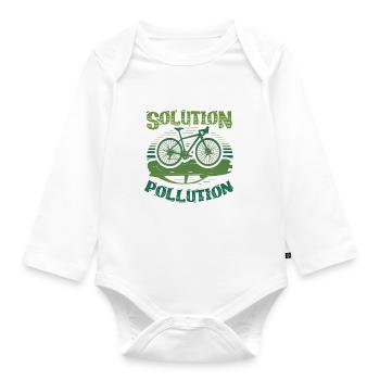 Polution Solution Environmental Protection Cycling - Organic Longsleeve Baby Bodysuit - white - Front