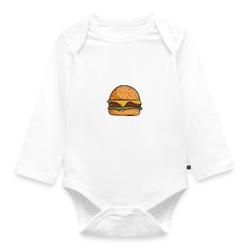 Burger Lover Gift - Organic Longsleeve Baby Bodysuit - white - Front