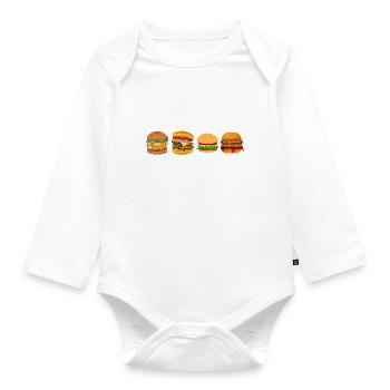 Burger Lover Gift - Organic Longsleeve Baby Bodysuit - white - Front