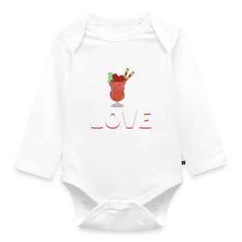 Ich liebe Milchshakes Milchshake Geschenk - Baby Bio-Langarm-Body - Weiß - Vorne