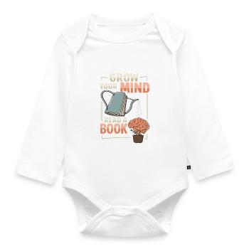 Reading book nerd designs for a librarian - Organic Longsleeve Baby Bodysuit - white - Front