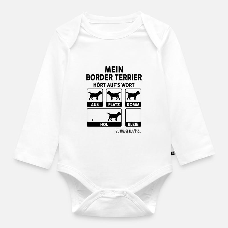 Border Terrier - Baby Bio-Langarm-Body - Weiß