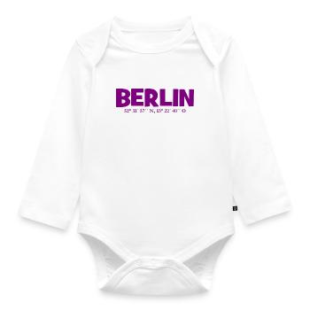 Berlin coordinates - Latitude - Longitude - Organic Longsleeve Baby Bodysuit - white - Front