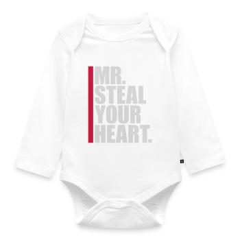 mr steal your heart - Organic Longsleeve Baby Bodysuit - white - Front
