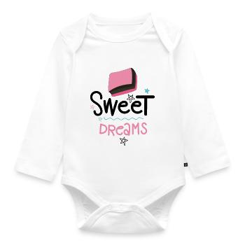 Lettrage manuscrit de Sweet Dreams. - Body Bébé bio manches longues - blanc - Devant