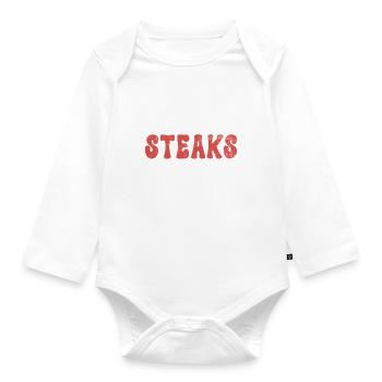 Steak Lover Steak Cadeau - Body Bébé bio manches longues - blanc - Devant