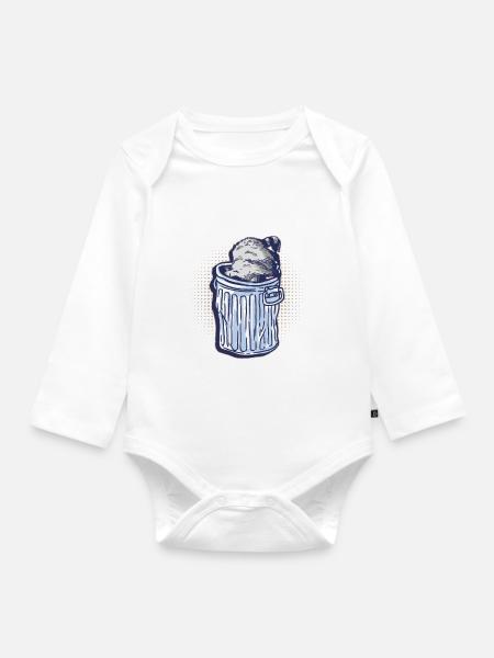 Waschbär gräbt durch einen Mülleimer - Waschbär - Baby Bio-Langarm-Body - Weiß