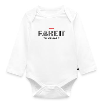 FÄLSCHEN SIE ES, BIS SIE ES SCHAFFEN - Baby Bio-Langarm-Body - Weiß - Vorne