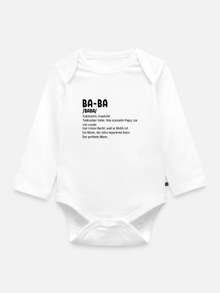 Baba Turkish Father Baba - Baby Bio-Langarm-Body - Weiß