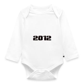 No one is perfect but born 2012 birthday - Organic Longsleeve Baby Bodysuit - white - Front