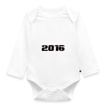 No one is perfect but born 2016 birthday - Organic Longsleeve Baby Bodysuit - white - Front
