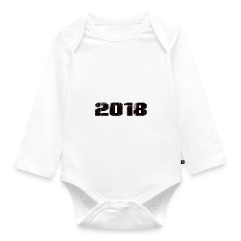 No one is perfect but born 2018 birthday - Organic Longsleeve Baby Bodysuit - white - Front