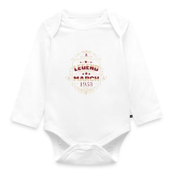 Une légende est née en mars 1953 - Body Bébé bio manches longues - blanc - Devant