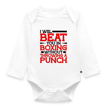 vous battra en boxe sans lancer un coup de poing - Body Bébé bio manches longues - blanc - Devant