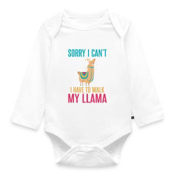 Cadeau Lama Lama Cadeau Amoureux - Body Bébé bio manches longues - blanc - Devant