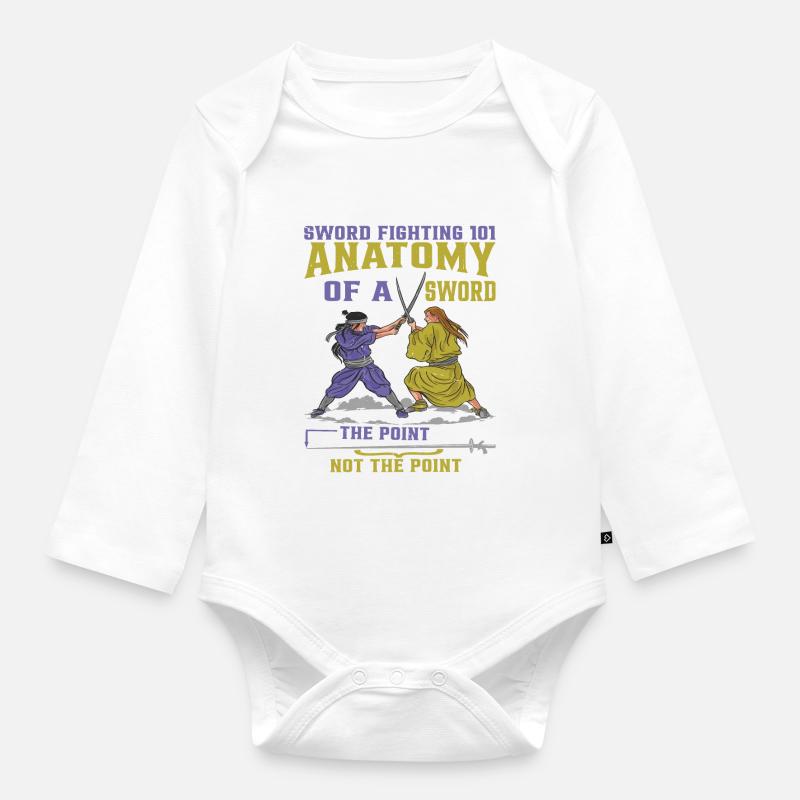 Combat à l’épée 101 Anatomie d’une épée 6 - Body Bébé bio manches longues - blanc