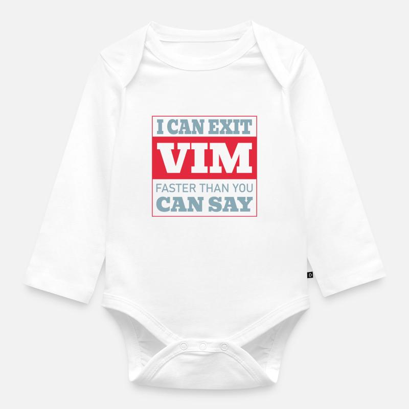 I Can Exit VIM Faster Than You Cab Say for Linux - Baby Bio-Langarm-Body - Weiß