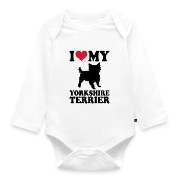 Yorkshire Terrier - Baby Bio-Langarm-Body - Weiß - Vorne