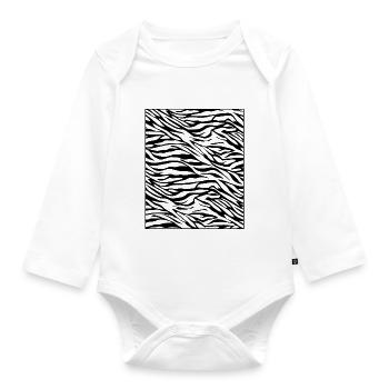 Zebrastreifen - Tiger Muster - Urlaub in Afrika - Baby Bio-Langarm-Body - Weiß - Vorne