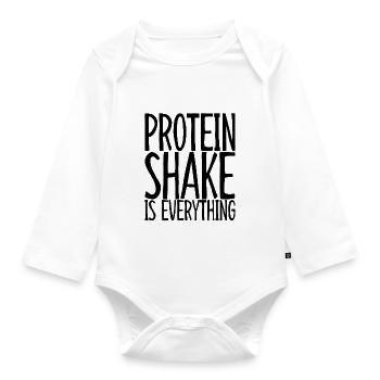 Protein Shake Is Everything 3 - Organic Longsleeve Baby Bodysuit - white - Front