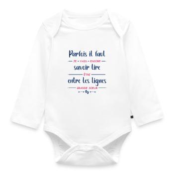 Parfois il faut savoir lire entre les lignes je va - Body Bébé bio manches longues - blanc - Devant
