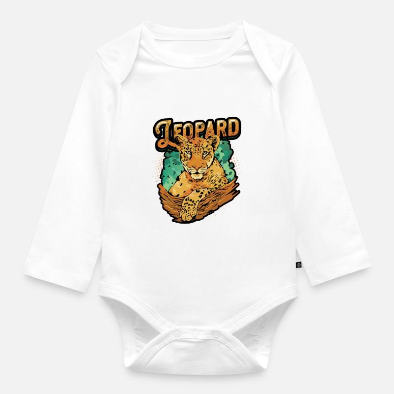 Leopard Lover Leopard Print - Baby Bio-Langarm-Body - Weiß