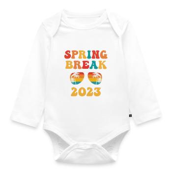 Groovy Spring Break 2023 School Family Vacations - Organic Longsleeve Baby Bodysuit - white - Front